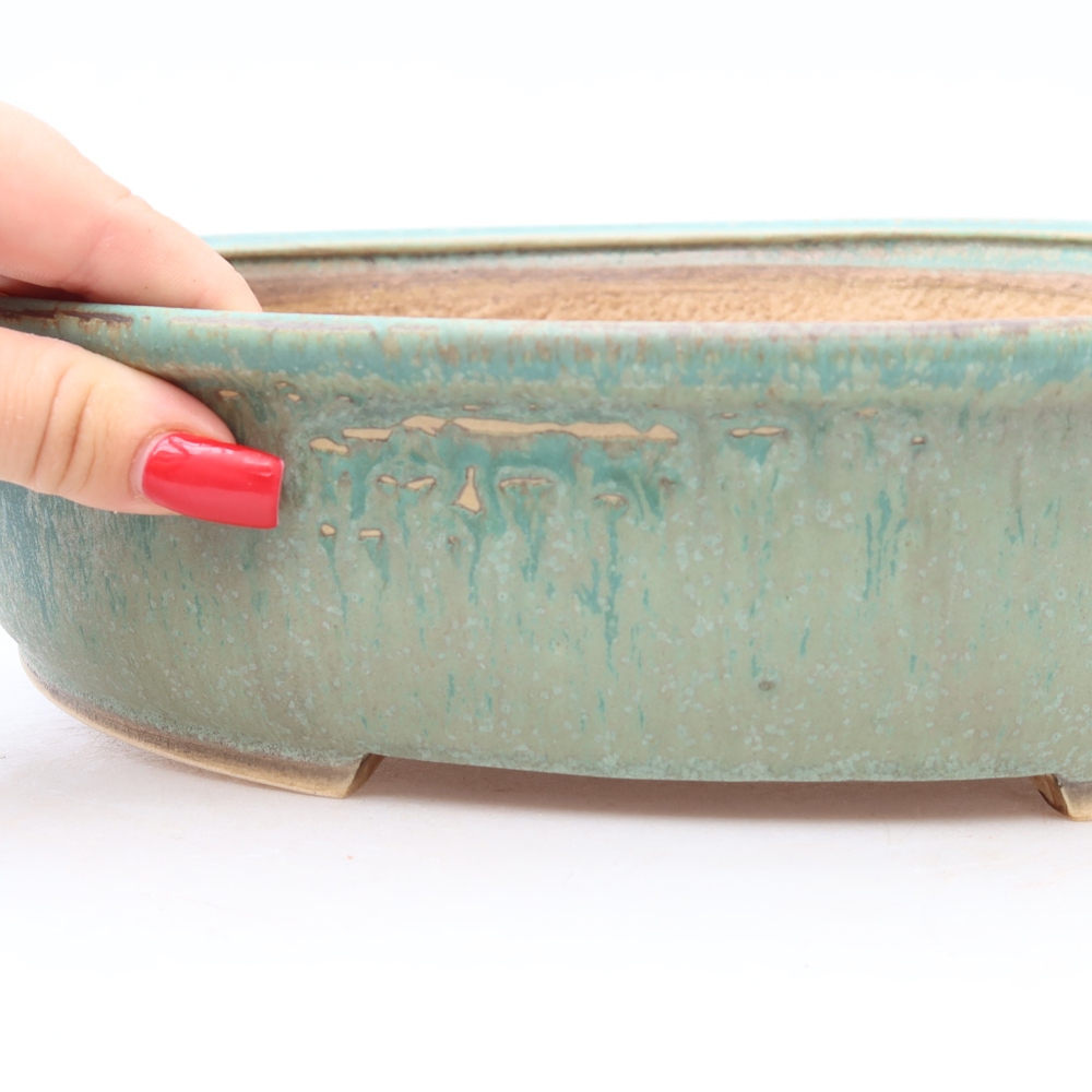 Ceramiczna miska do bonsai 31 x 27 x 7,5 cm, kolor zielony