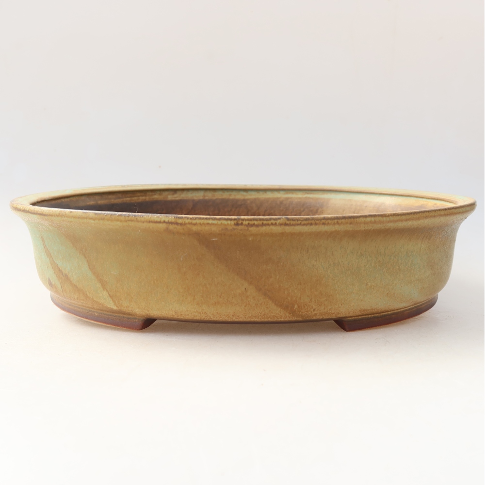 Ceramiczna miska do bonsai 26 x 24 x 6 cm, kolor zielony
