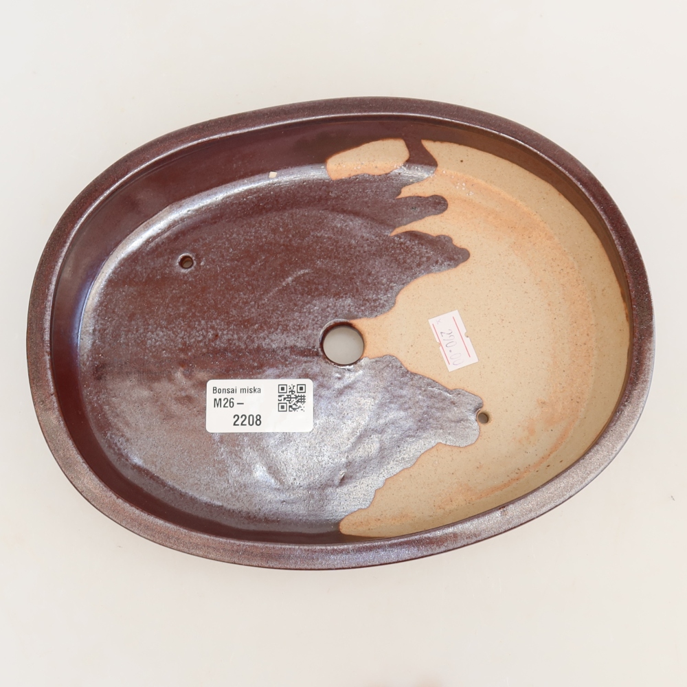 Ceramiczna miska do bonsai 22 x 17 x 4 cm, kolor bordowy