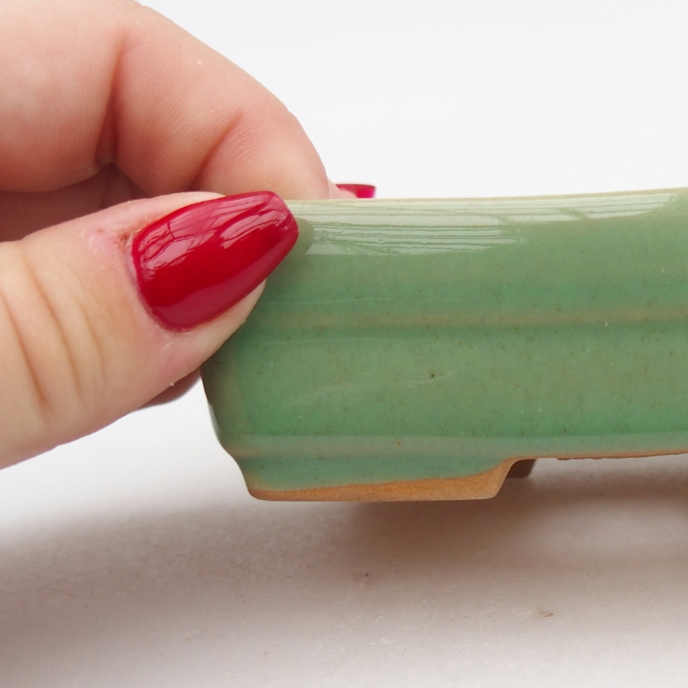 Ceramiczna miska do bonsai 10 x 7 x 3 cm, zielona