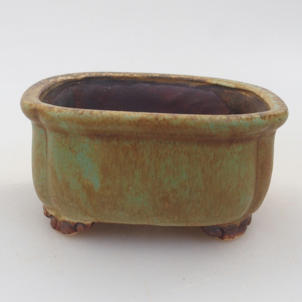 Ceramiczna miska do bonsai 7,5 x 7,5 x 3,5 cm, kolor zielony