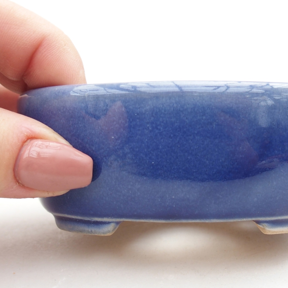 Ceramiczna miska na bonsai 9 x 7,5 x 3,5 cm, kolor niebieski