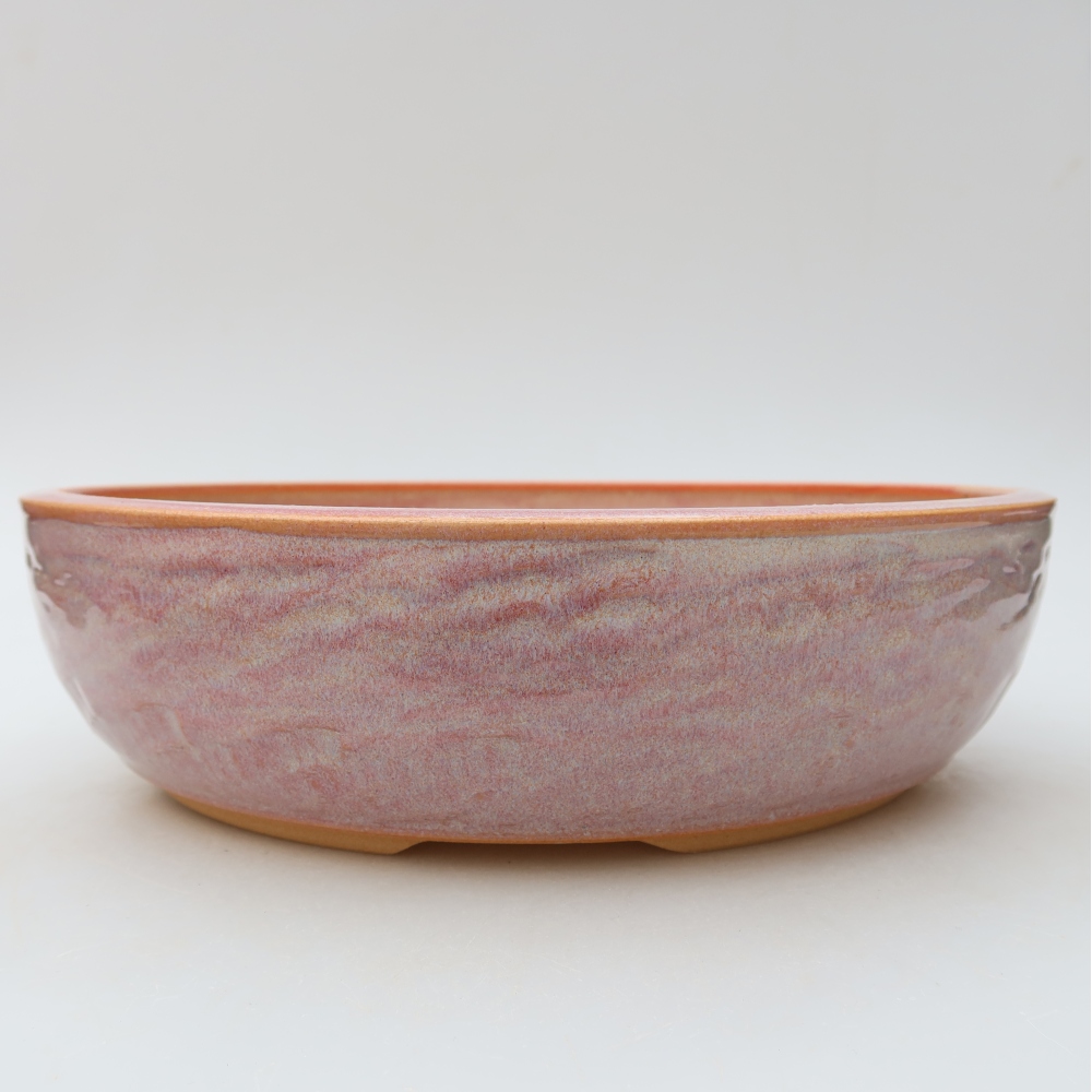 Ceramiczna doniczka do bonsai 26,5 x 26,5 x 7,5 cm, kolor różowy