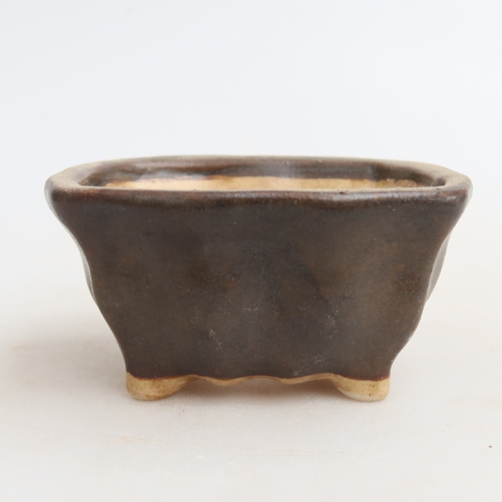 Ceramiczna miseczka do bonsai 7 x 7 x 3,5 cm, kolor brązowy