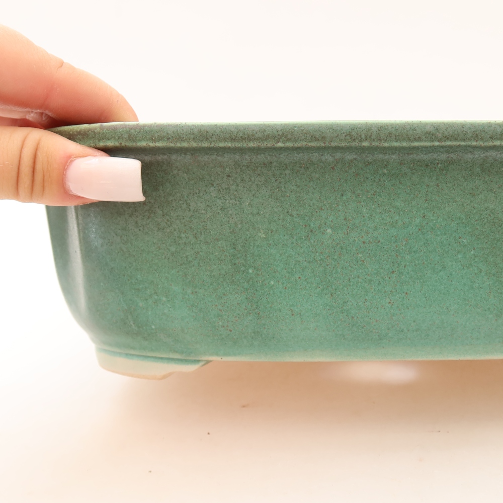 Ceramiczna miska do bonsai 24,5 x 21 x 7,5 cm, kolor zielony