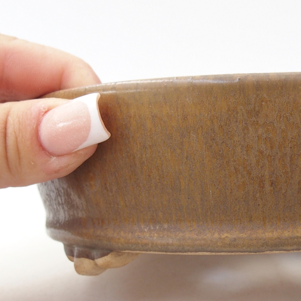 Ceramiczna miska do bonsai 15,5 x 15,5 x 5 cm, brązowa