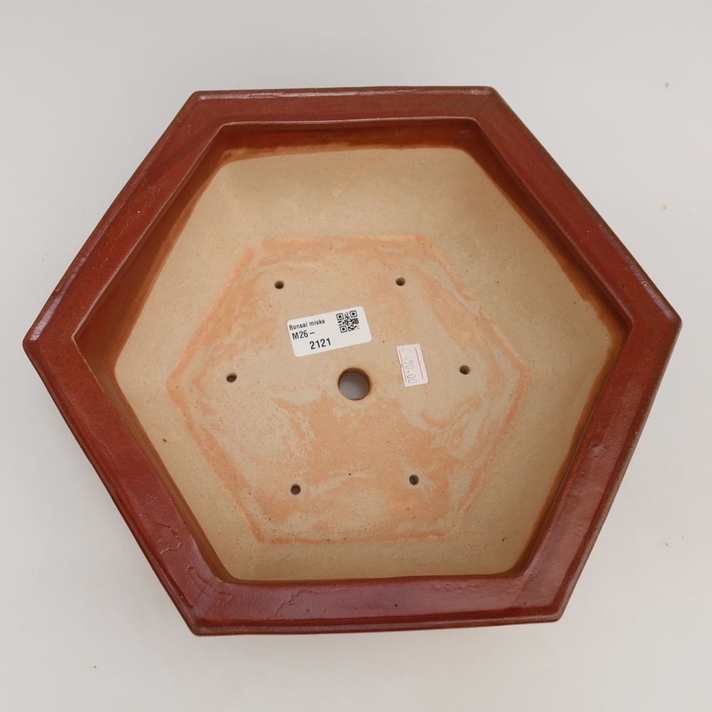 Ceramiczna miska do bonsai 28 x 24,5 x 9 cm, kolor bordowy