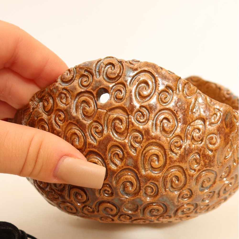 Ceramiczna skorupa do kokedamy 13 x 13 x 8 cm, kolor brązowy