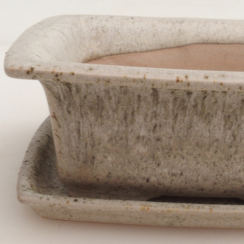 Miska bonsai + spodek H11 - 11,5 x 10 x 4 cm. - beżowy