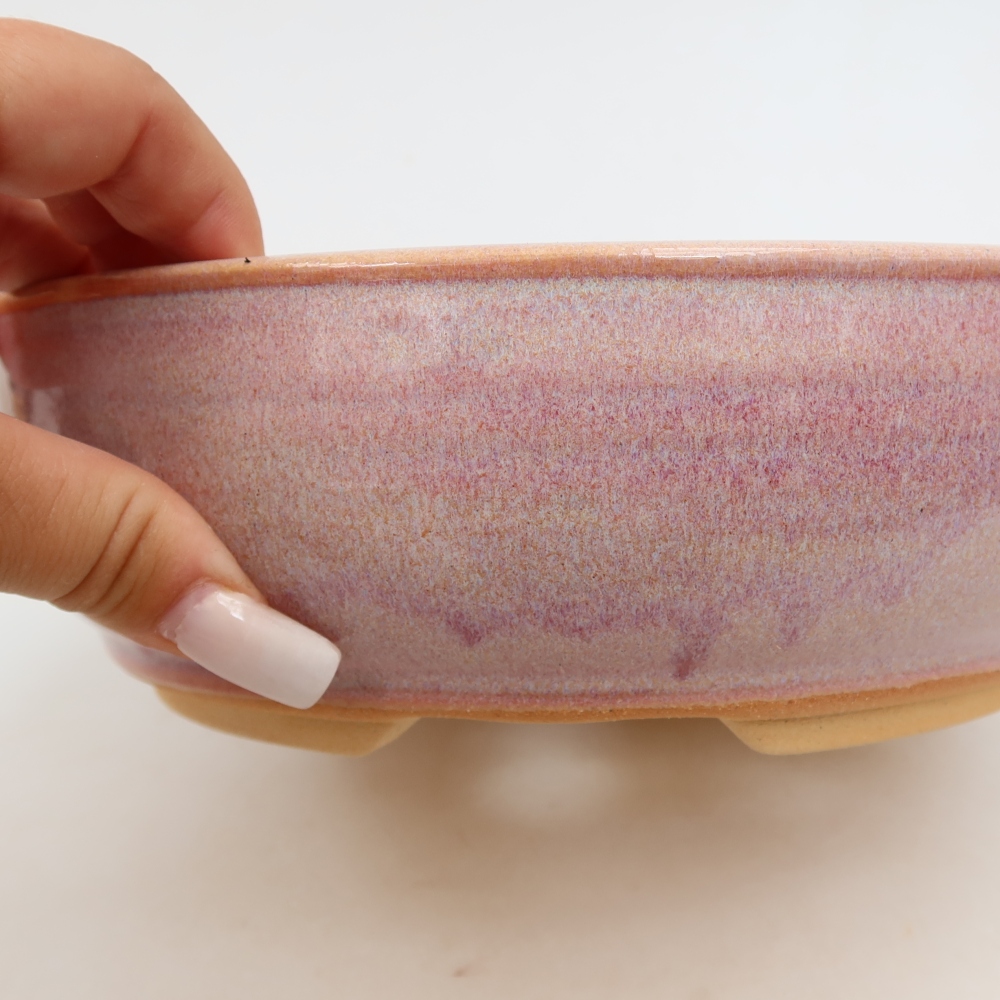 Ceramiczna miska do bonsai 21,5 x 21,5 x 6,5 cm, kolor różowy