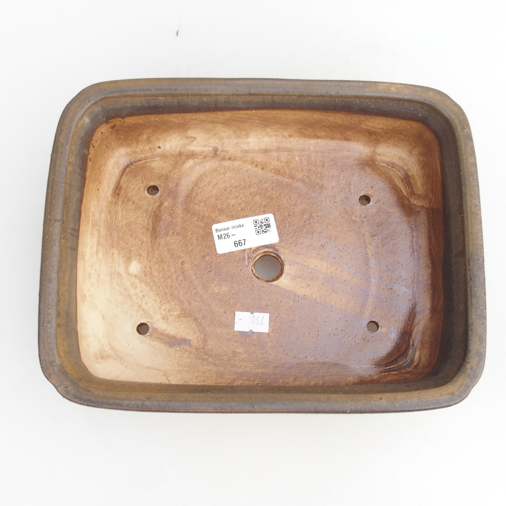 Ceramiczna miska do bonsai 25 x 20 x 7,5 cm, brązowa