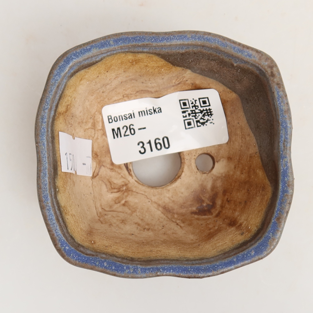 Ceramiczna miseczka do bonsai 7 x 7 x 3,5 cm, kolor niebieski