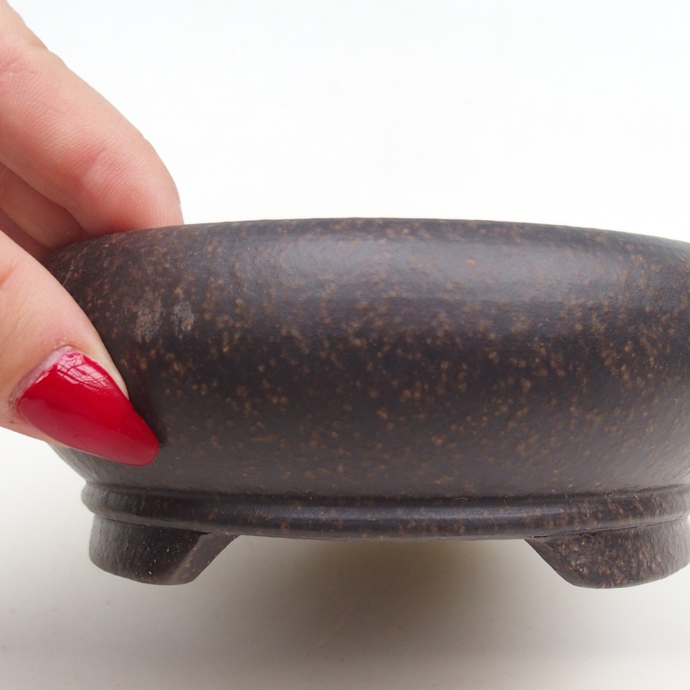Ceramiczna miska do bonsai 12 x 12 x 5 cm, kolor brązowo-ochrowy