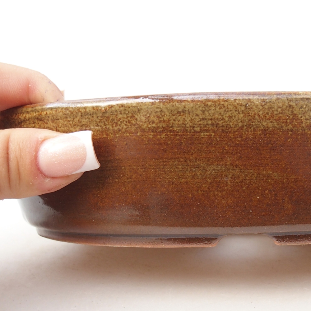 Ceramiczna miska do bonsai 18,5 x 13,5 x 4,5 cm, brązowa