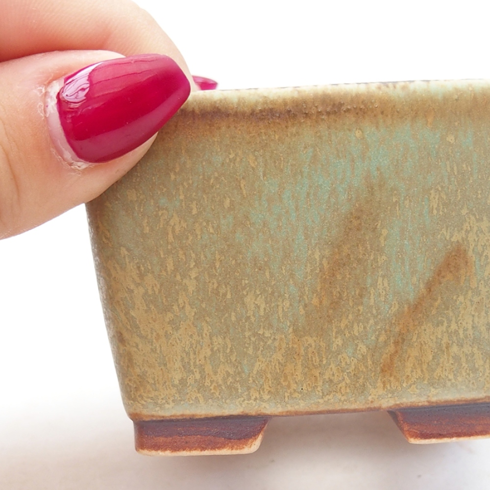 Ceramiczna miska bonsai 6 x 6 x 4,5 cm, kolor zielony