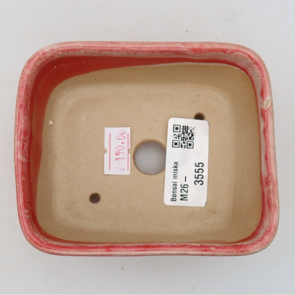 Ceramiczna doniczka do bonsai 10,5 x 8,5 x 4 cm, kolor czerwony