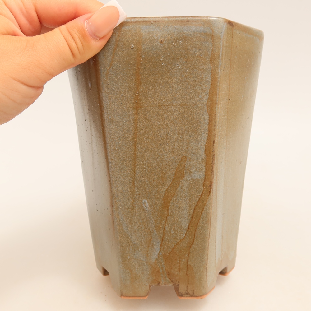 Ceramiczna miska do bonsai 13 x 12 x 17 cm, kolor brązowo-niebieski