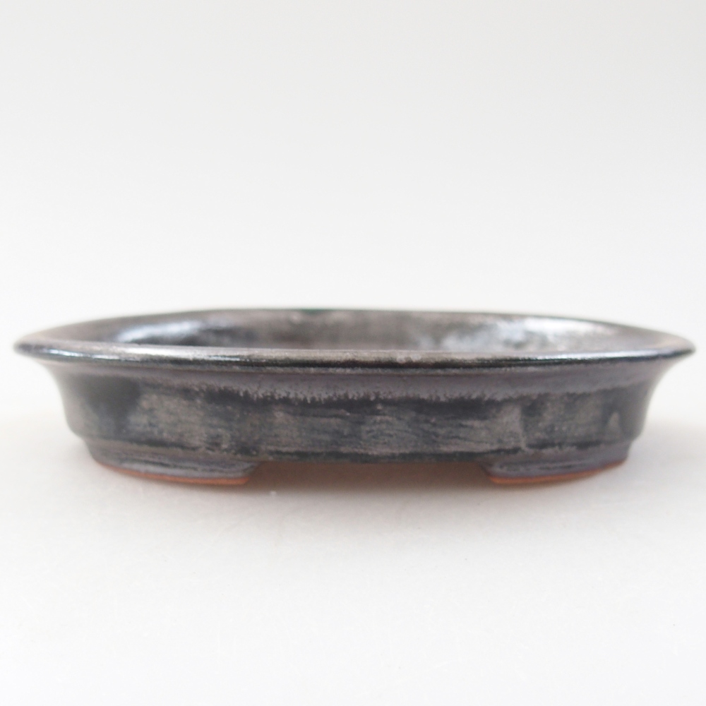 Ceramiczna miska na bonsai 12,5 x 10,5 x 2 cm, metaliczna zieleń