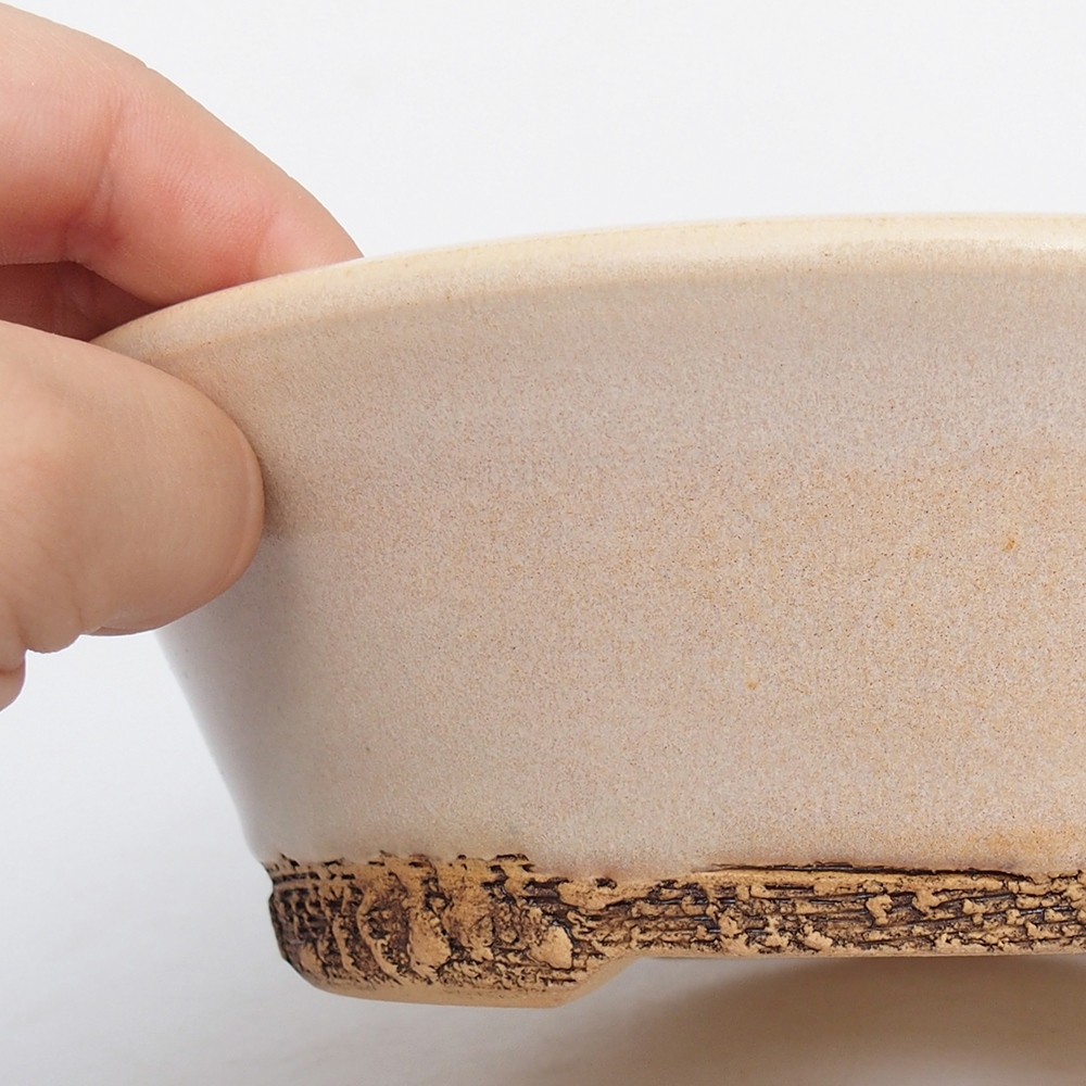 Ceramiczna miska do bonsai 18,5 x 18,5 x 6 cm, kolor beżowy
