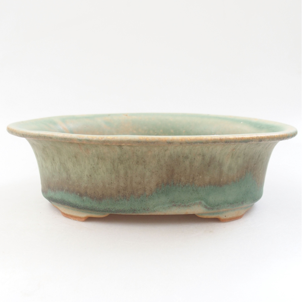 Ceramiczna miska bonsai 22,5 x 18 x 6,5 cm, kolor zieliony