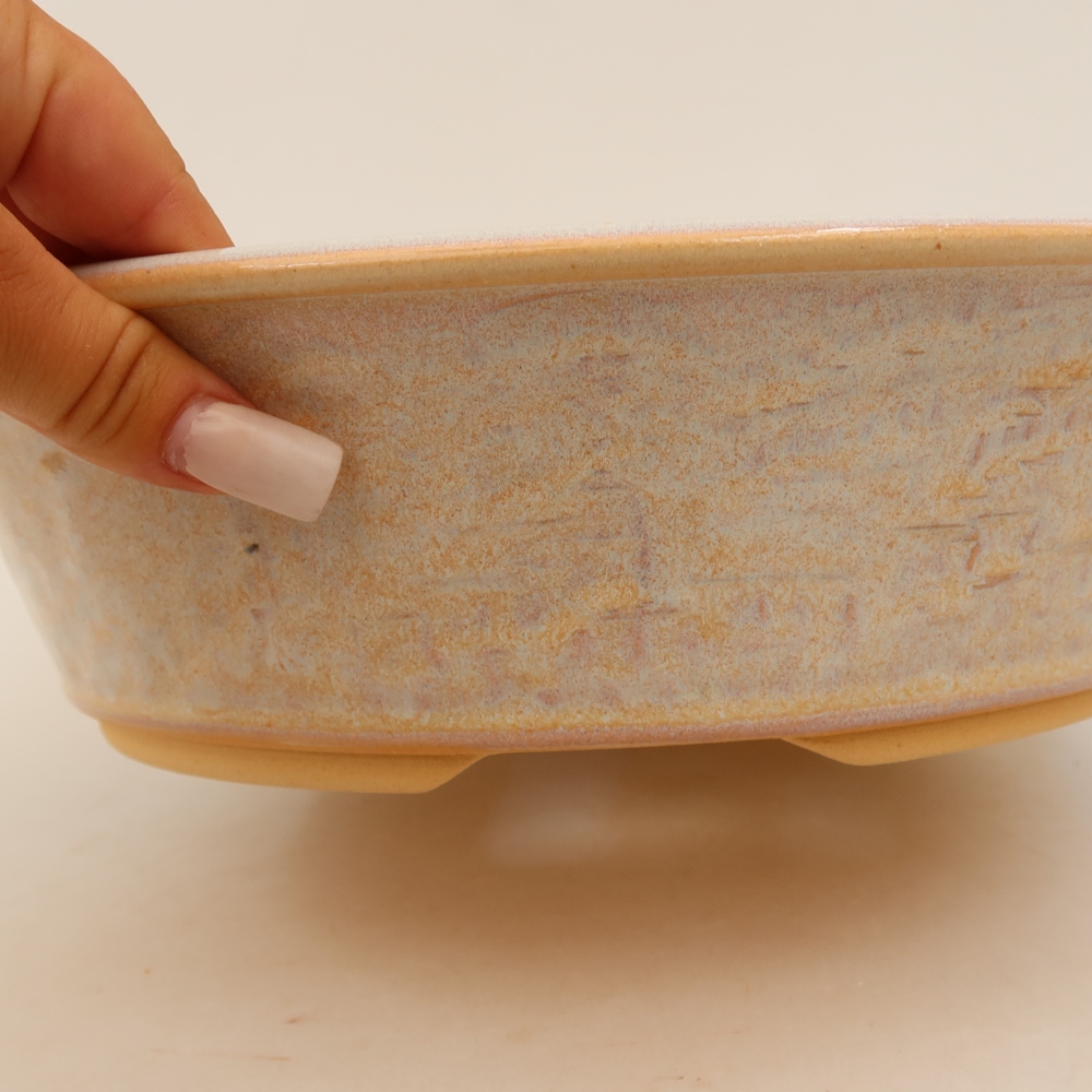 Ceramiczna miska do bonsai 29,5 x 29,5 x 8 cm, kolor beżowy