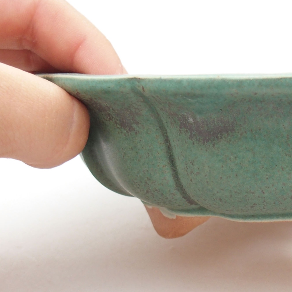 Ceramiczna miska bonsai 18 x 18 x 5 cm, kolor zielony
