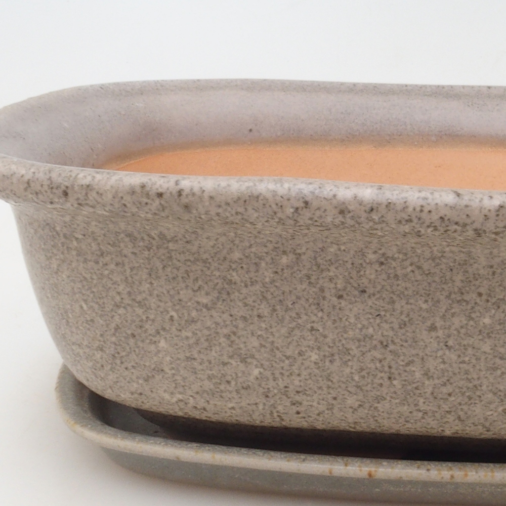 Miska do bonsai + podstawka H08 – 25 x 19,5 x 6 cm. – beżowa