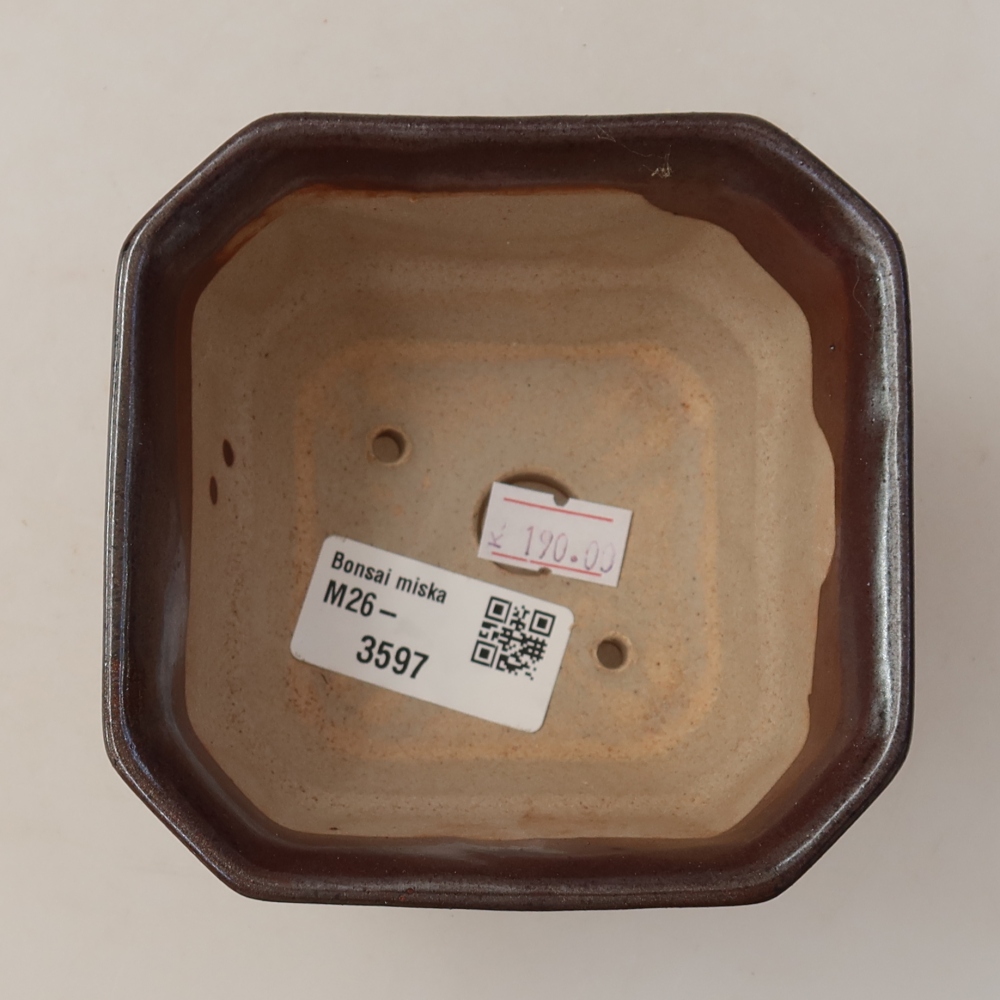 Ceramiczna miska do bonsai 10 x 10 x 6,5 cm, kolor brązowy