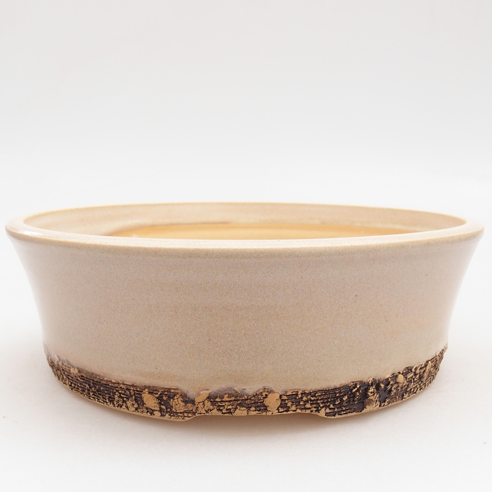 Ceramiczna miska do bonsai 19 x 19 x 6 cm, kolor beżowy