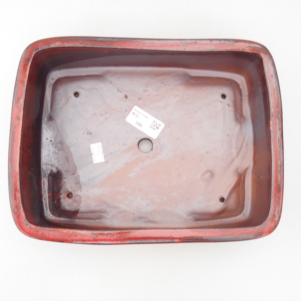 Ceramiczna miska do bonsai 26,5 x 20 x 6,5 cm, kolor czerwony