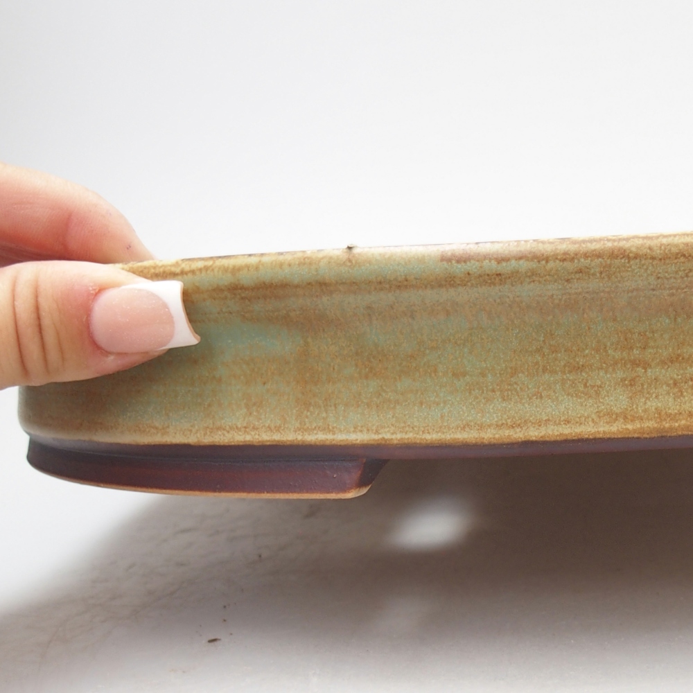 Ceramiczna miska do bonsai 30 x 26,5 x 4 cm, zielona