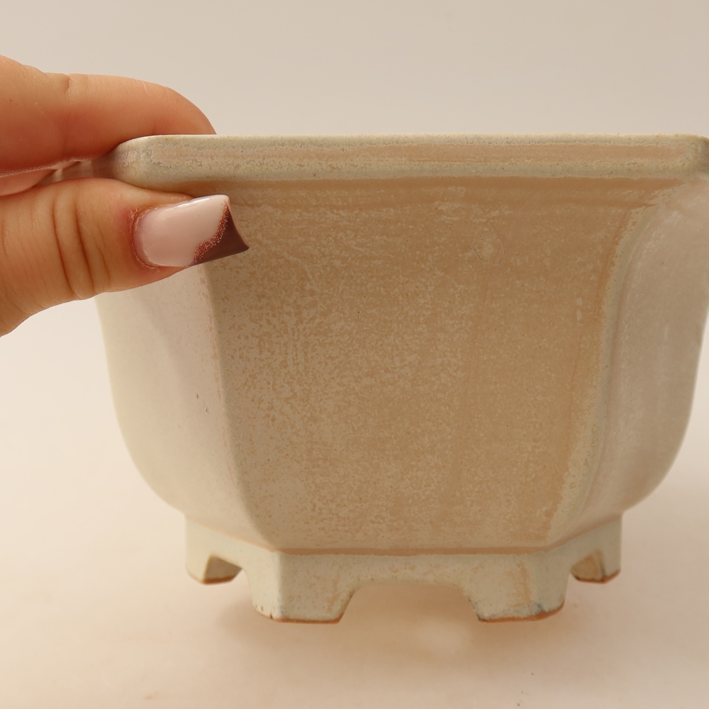 Ceramiczna miska do bonsai 18,5 x 16,5 x 9 cm, kolor beżowy