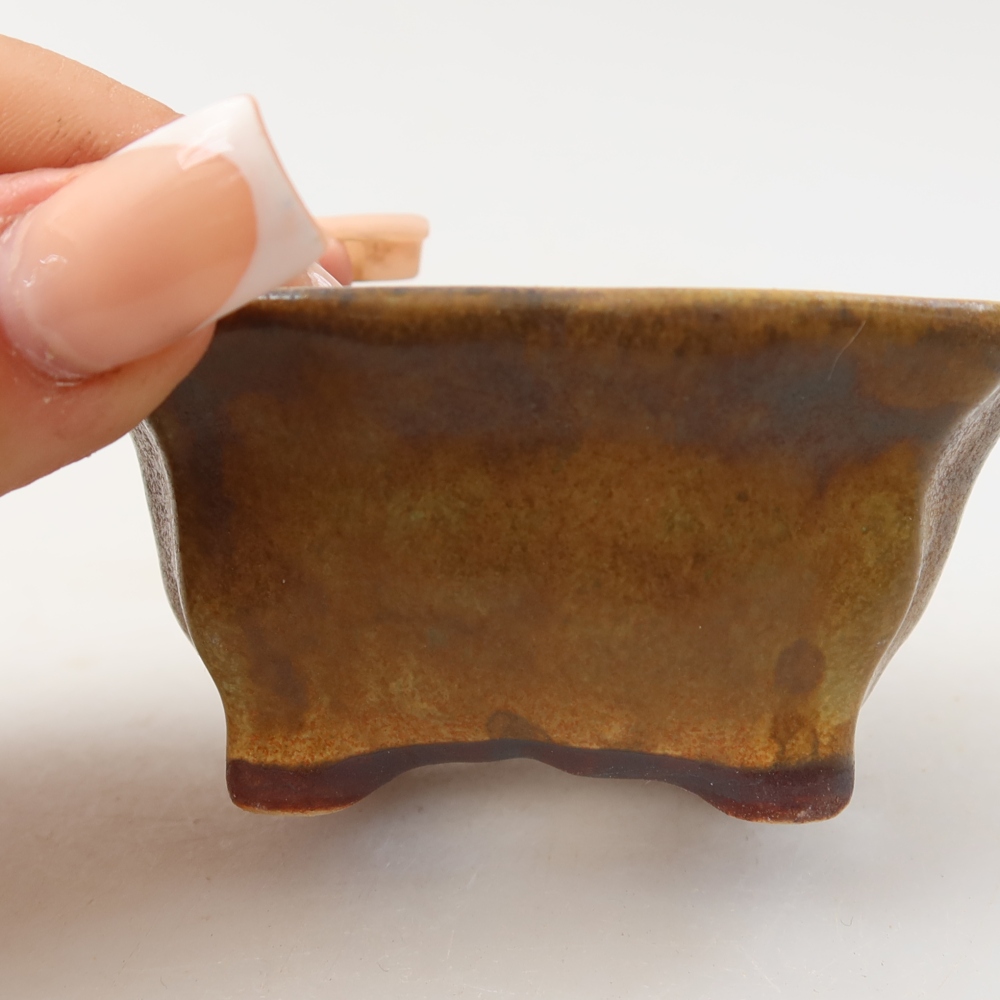 Ceramiczna miseczka do bonsai 7,5 x 7 x 3,5 cm, kolor zielony