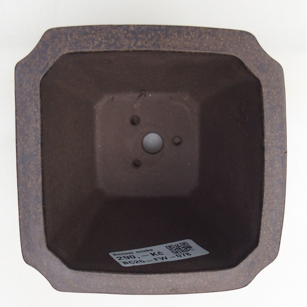 Ceramiczna miska do bonsai 10 x 10 x 9,5 cm, kolor brązowo-ochrowy