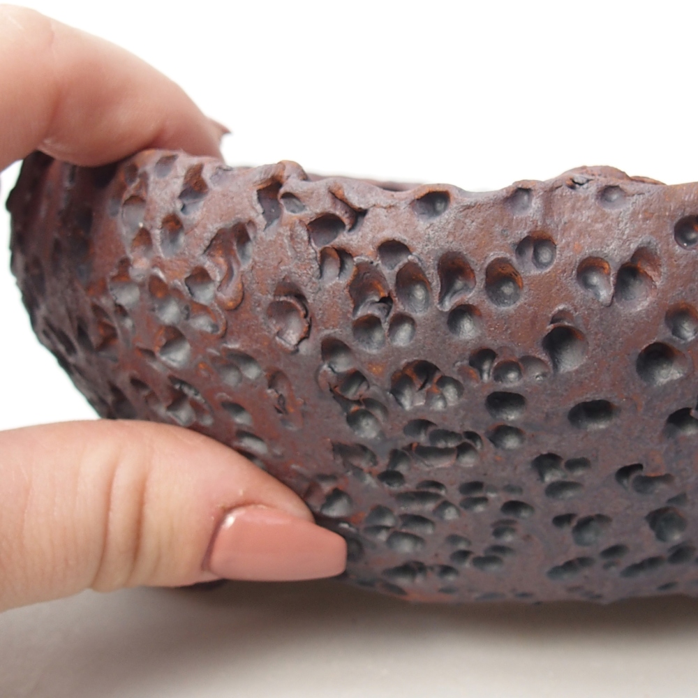 Ceramiczna miska do bonsai 16,5 x 17,5 x 7 cm, kolor metaliczny