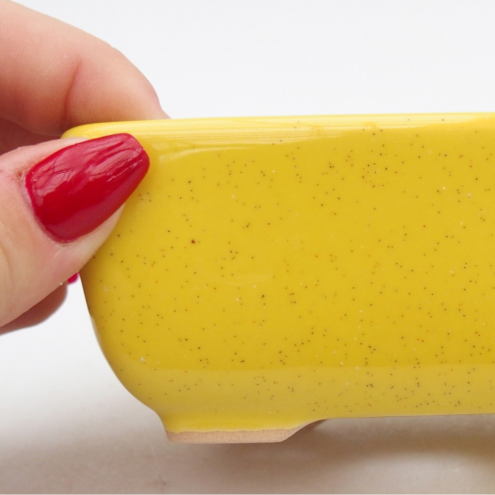 Ceramiczna miska do bonsai 10,5 x 7,5 x 4,5 cm, żółta