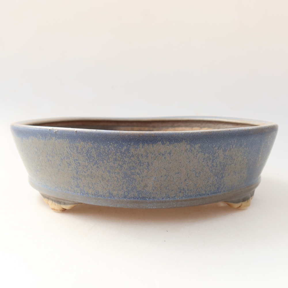 Ceramiczna miska do bonsai 21,5 x 21,5 x 6 cm, kolor niebieski