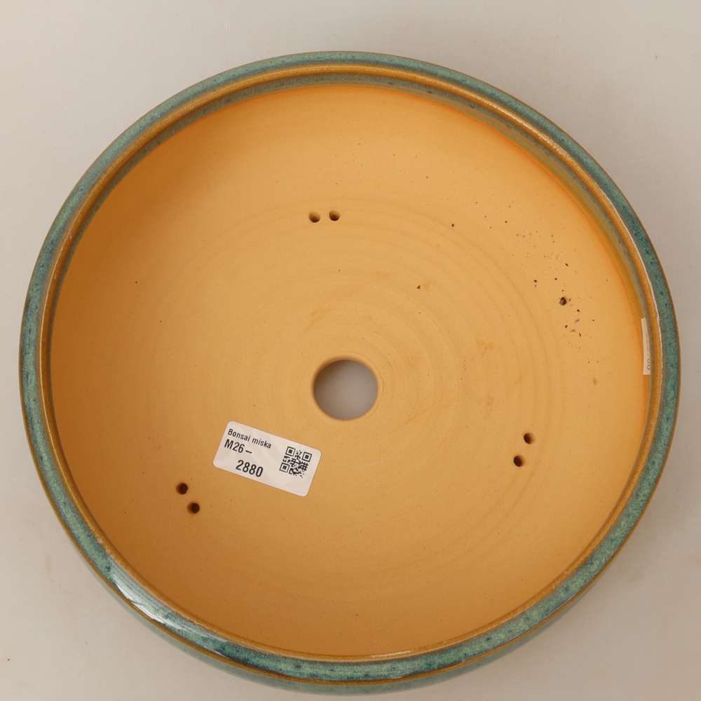 Ceramiczna miseczka do bonsai 25 x 25 x 7,5 cm, kolor zielony