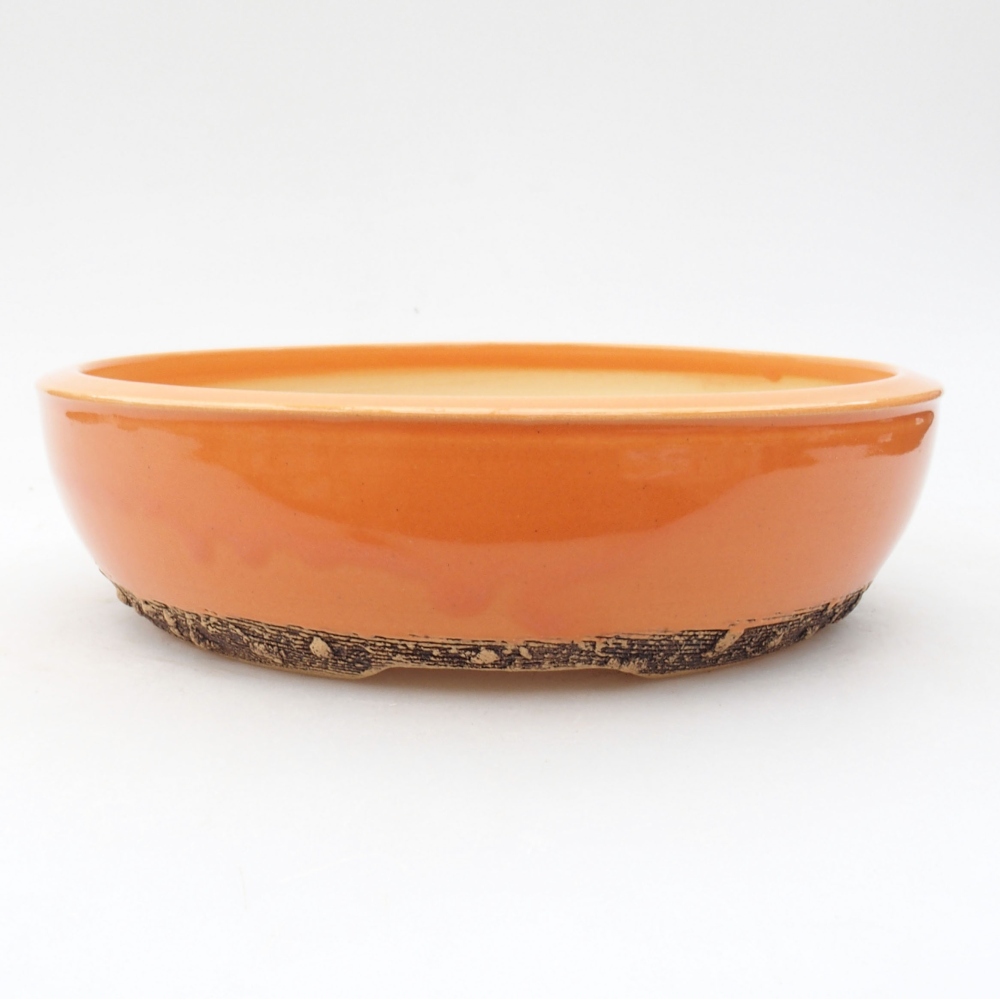 Ceramiczna miska bonsai 21 x 21 x 5,5 cm, kolor pomarańczowy