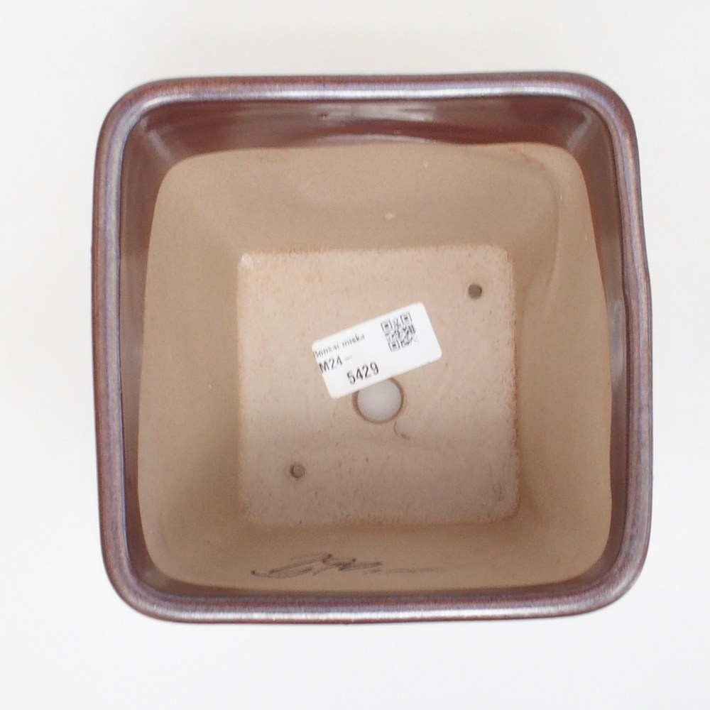 Ceramiczna miska bonsai 13,5 x 13,5 x 14,5 cm, kolor brązowy
