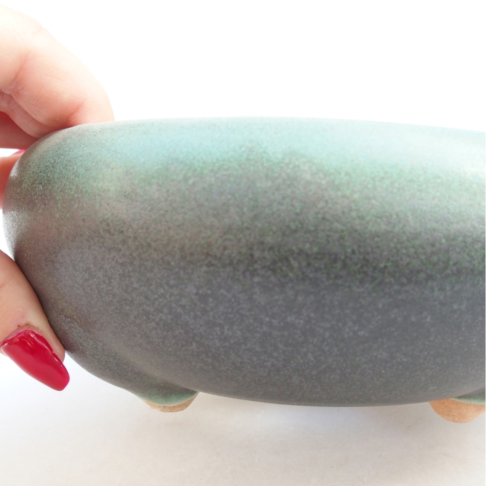 Ceramiczna miska do bonsai 14,5 x 14,5 x 7 cm, zielona