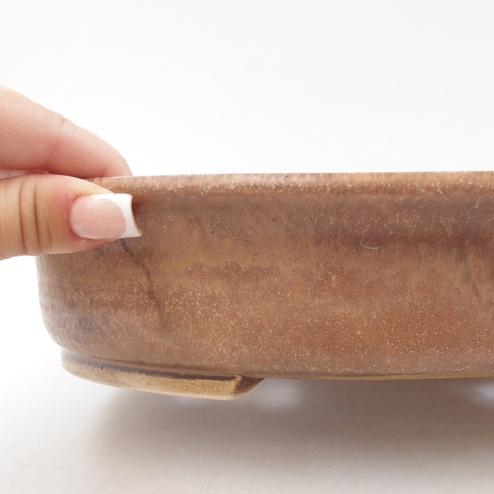 Ceramiczna miska na bonsai 26,5 x 23,5 x 5,5 cm, kolor beżowy