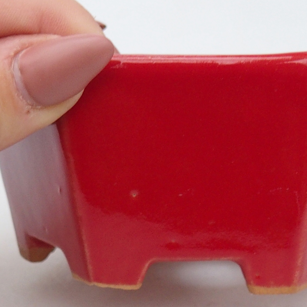 Ceramiczna miska do bonsai 10,5 x 9,5 x 5 cm, kolor czerwony