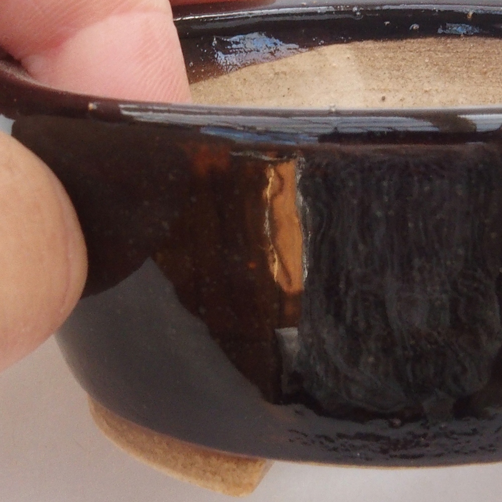 Ceramiczna miska do bonsai 10,5 x 9 x 4 cm, kolor czarny