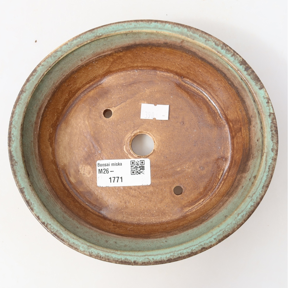 Ceramiczna miska do bonsai 17,5 x 16,5 x 5 cm, kolor zielony