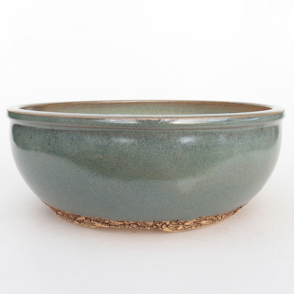 Ceramiczna miska do bonsai 19,5 x 19,5 x 7 cm, zielona