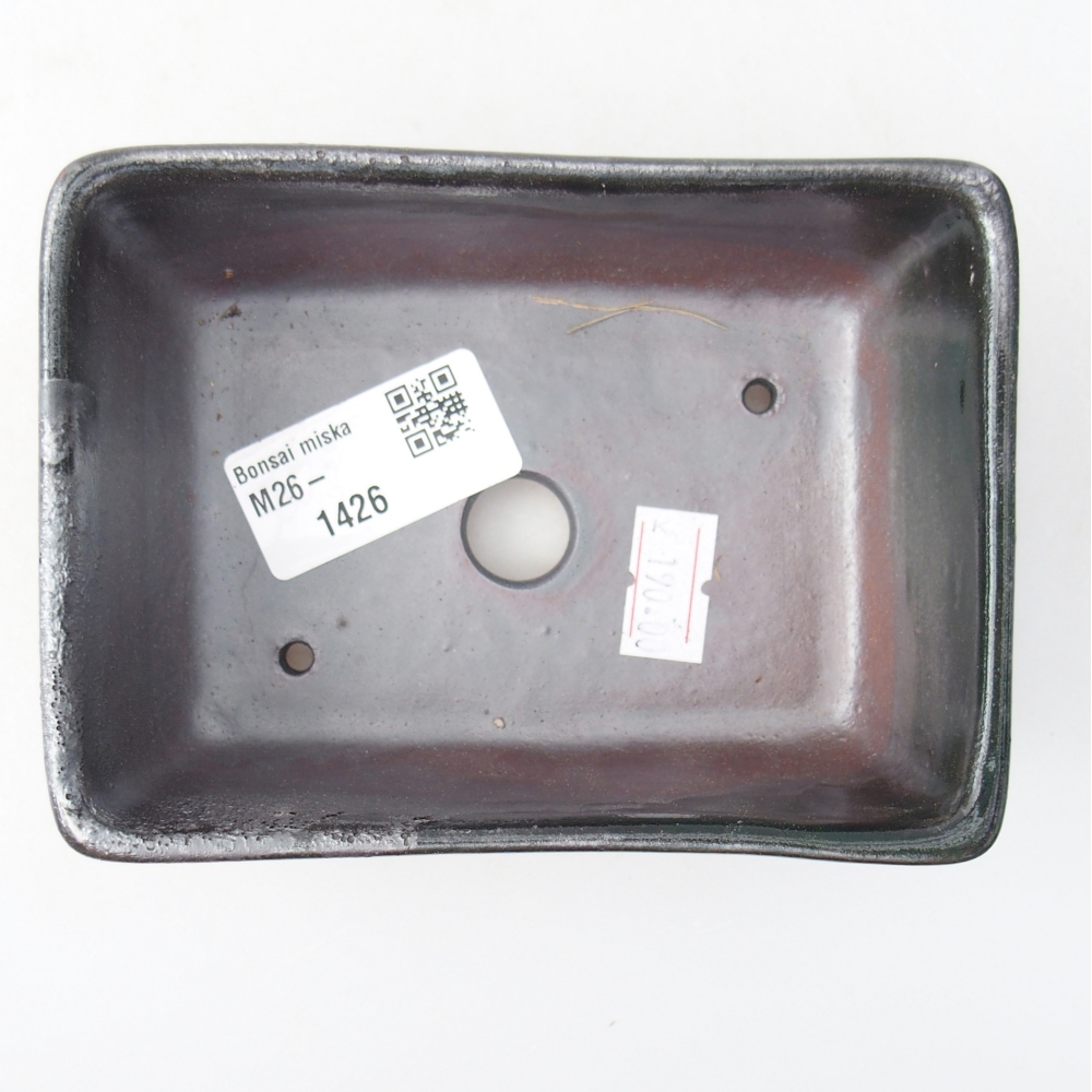 Ceramiczna miska na bonsai 12 x 8,5 x 4,5 cm, metaliczna zieleń