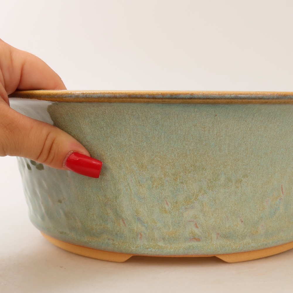 Ceramiczna miska do bonsai 29 x 29 x 9,5 cm, kolor zielony