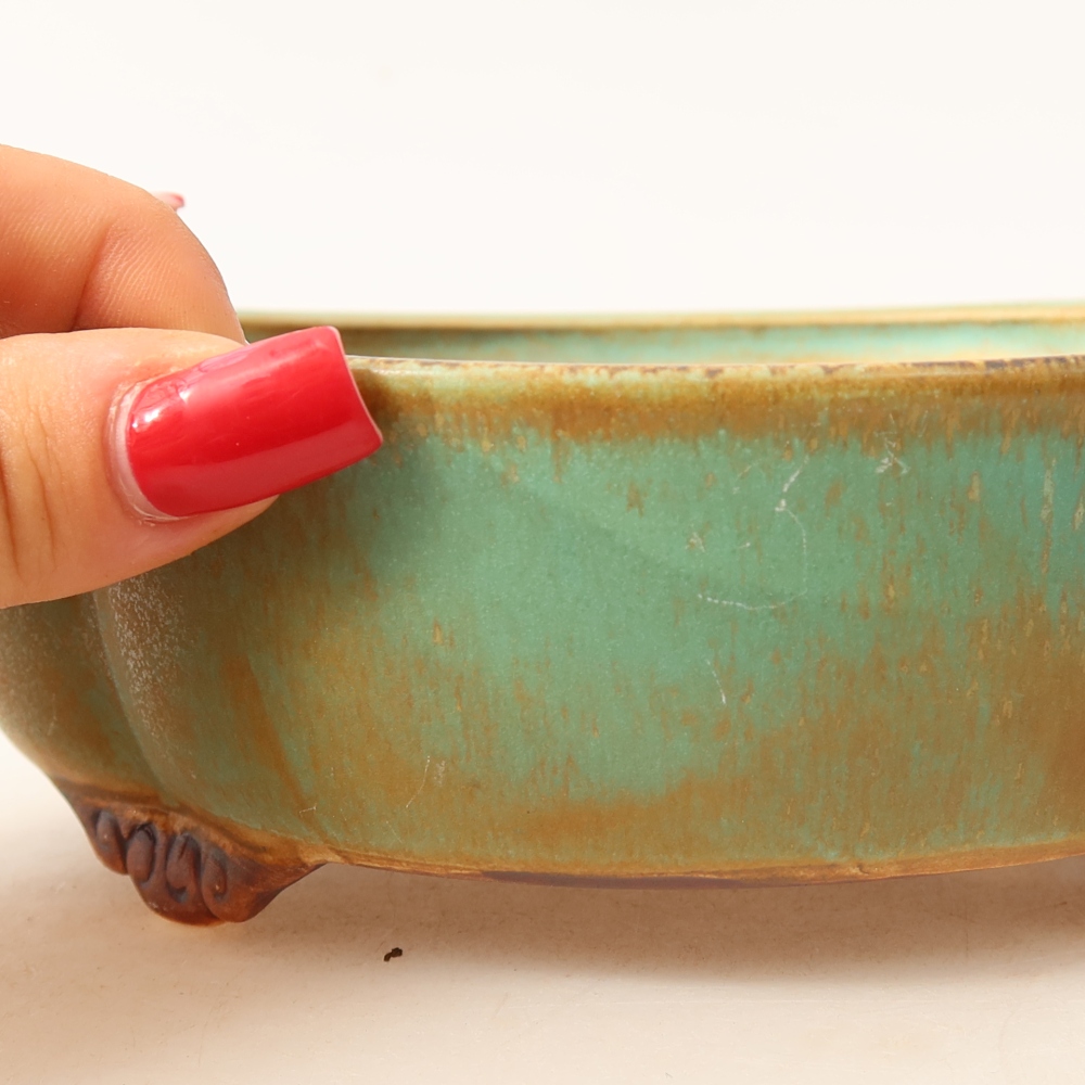 Ceramiczna miska do bonsai 17 x 15,5 x 5,5 cm, zielona