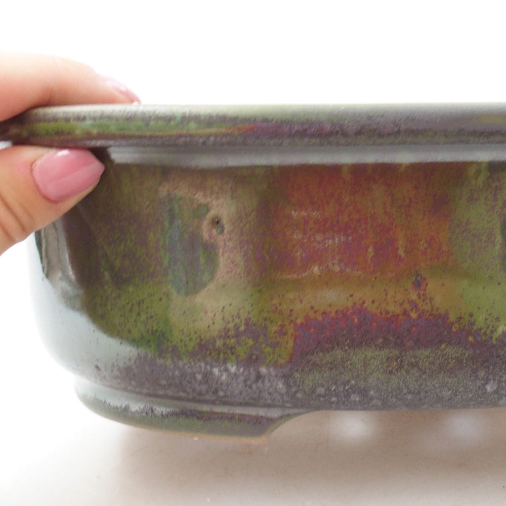Ceramiczna miska bonsai 25,5 x 22 x 8 cm, kolor zielony